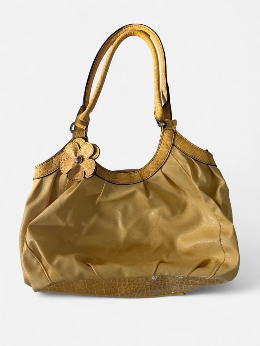 Yellow Floral Accent Shoulder Bag